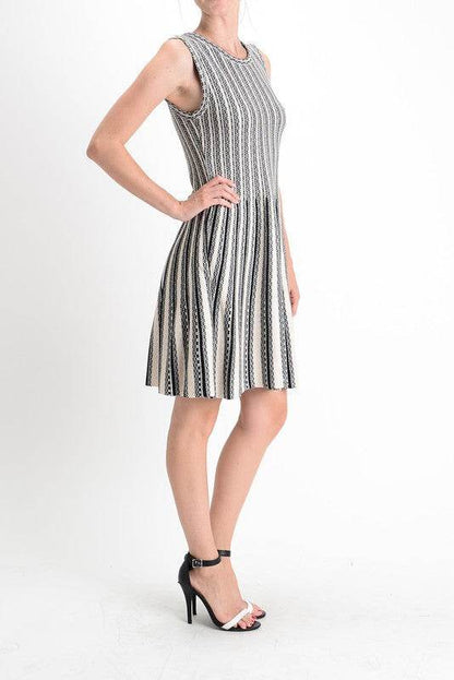 Flare Sleeveless Jacquard Sweater Knitted Dress - Shop Style & More | Fresh Looks, Everyday Deals & Free Shipping