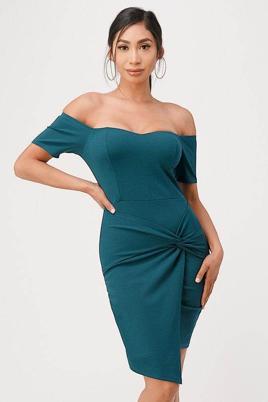 off the shoulder front twist bodycon dress - Shop Style & More | Fresh Looks, Everyday Deals & Free Shipping