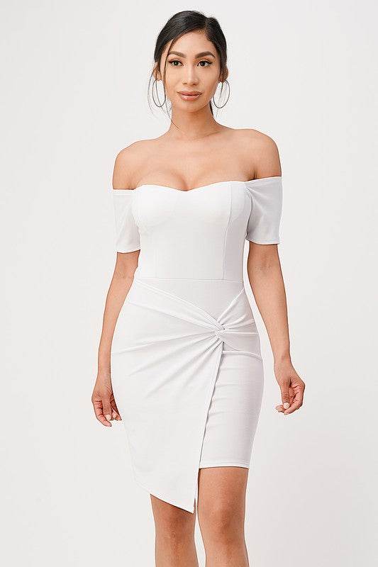 off the shoulder front twist bodycon dress - Shop Style & More | Fresh Looks, Everyday Deals & Free Shipping