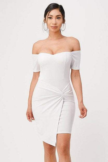 off the shoulder front twist bodycon dress - Shop Style & More | Fresh Looks, Everyday Deals & Free Shipping