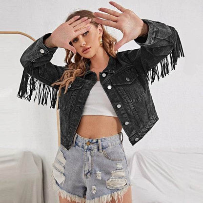 Cropped fringe denim jacket - Shop Style & More | Fresh Looks, Everyday Deals & Free Shipping