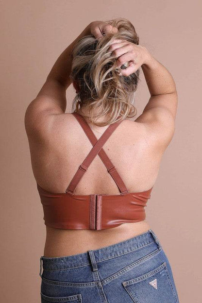 Faux Leather Longline Bralette Plus Size - Shop Style & More | Fresh Looks, Everyday Deals & Free Shipping