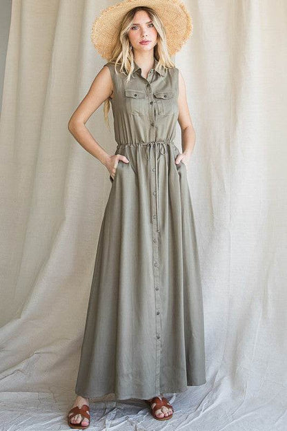 BUTTON DOWN MAXI DRESS - Shop Style & More | Fresh Looks, Everyday Deals & Free Shipping