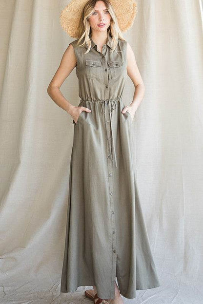 BUTTON DOWN MAXI DRESS - Shop Style & More | Fresh Looks, Everyday Deals & Free Shipping