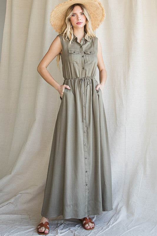 BUTTON DOWN MAXI DRESS - Shop Style & More | Fresh Looks, Everyday Deals & Free Shipping