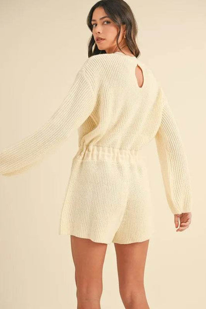 MABLE Round Neck Long Sleeve Sweater Romper - Shop Style & More | Fresh Looks, Everyday Deals & Free Shipping