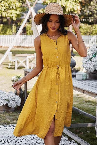 Button front sleeveless midi dress - Shop Style & More | Fresh Looks, Everyday Deals & Free Shipping
