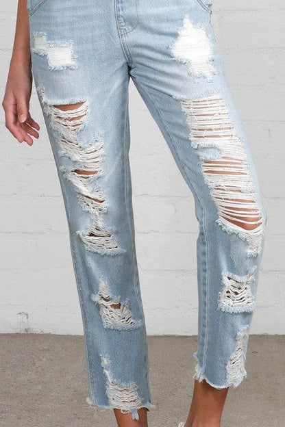 HEAVY DISTRESSED STRAIGHT FIT OVERALL - Shop Style & More | Fresh Looks, Everyday Deals & Free Shipping