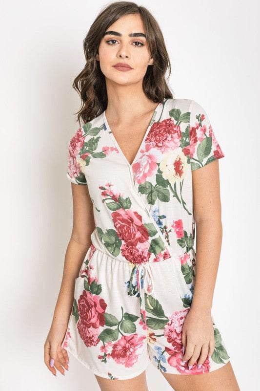 Surplice Drawstring Floral Romper - Shop Style & More | Fresh Looks, Everyday Deals & Free Shipping