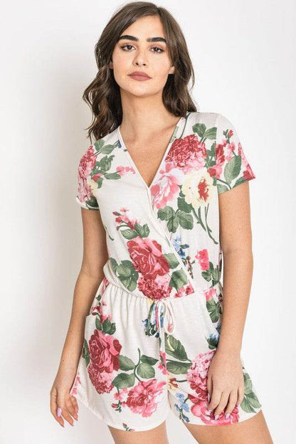 Surplice Drawstring Floral Romper - Shop Style & More | Fresh Looks, Everyday Deals & Free Shipping
