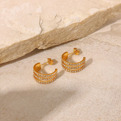 Stainless Steel Inlaid Zircon C-Hoop Earrings Earring