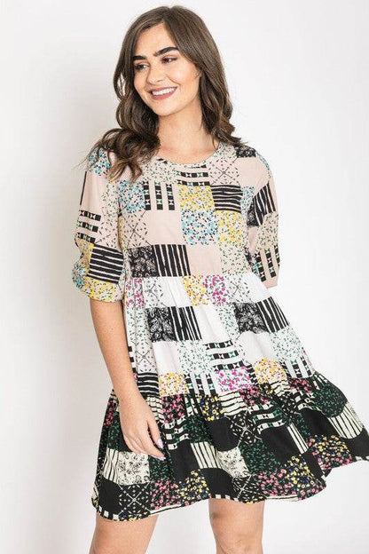 Ditsy Floral Patch Work Dress - Shop Style & More | Fresh Looks, Everyday Deals & Free Shipping