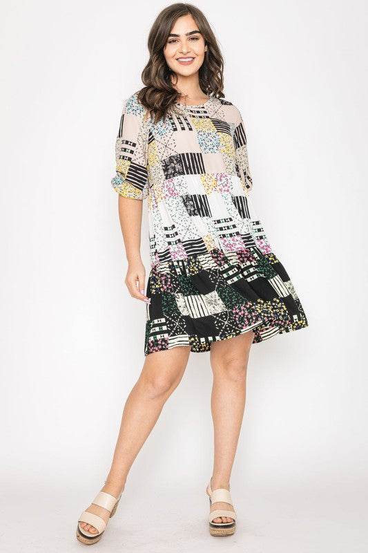 Ditsy Floral Patch Work Dress - Shop Style & More | Fresh Looks, Everyday Deals & Free Shipping