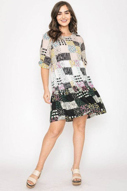 Ditsy Floral Patch Work Dress - Shop Style & More | Fresh Looks, Everyday Deals & Free Shipping