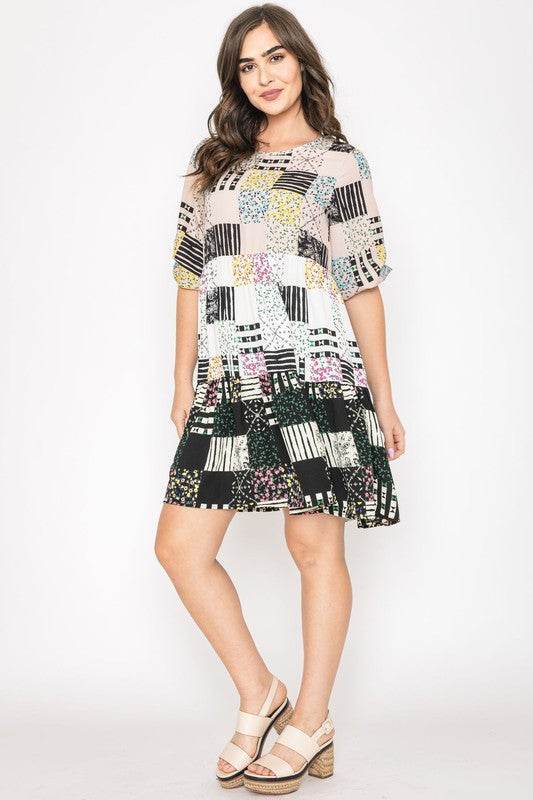 Ditsy Floral Patch Work Dress - Shop Style & More | Fresh Looks, Everyday Deals & Free Shipping