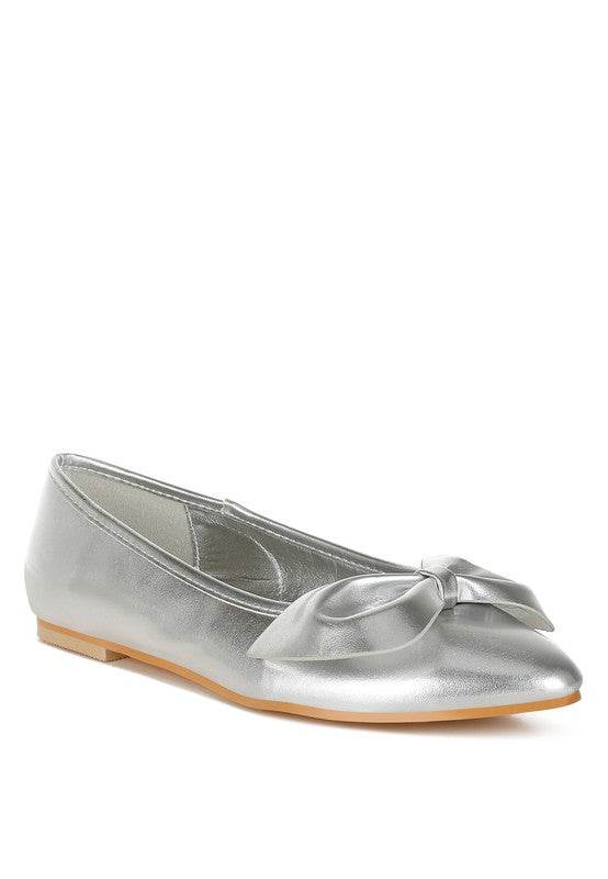 Bromelia Metallic Pleather Bow Ballerinas - Shop Style & More | Fresh Looks, Everyday Deals & Free Shipping