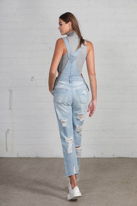 High Waist Heavy Distressed Straight Overalls - Shop Style & More | Fresh Looks, Everyday Deals & Free Shipping