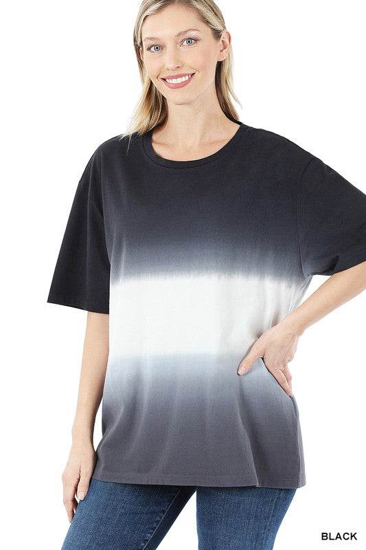 Dip Dye Short Sleeve Round Neck Top - Shop Style & More | Fresh Looks, Everyday Deals & Free Shipping