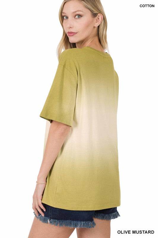 Dip Dye Short Sleeve Round Neck Top - Shop Style & More | Fresh Looks, Everyday Deals & Free Shipping