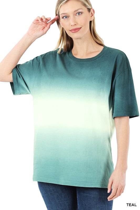 Dip Dye Short Sleeve Round Neck Top - Shop Style & More | Fresh Looks, Everyday Deals & Free Shipping
