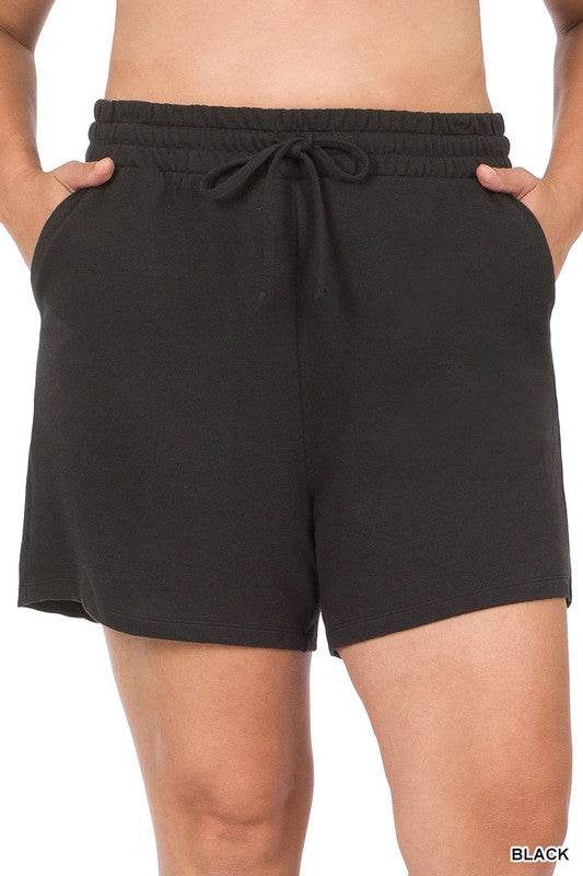 Plus French Terry Drawstring Waist Shorts - Shop Style & More | Fresh Looks, Everyday Deals & Free Shipping