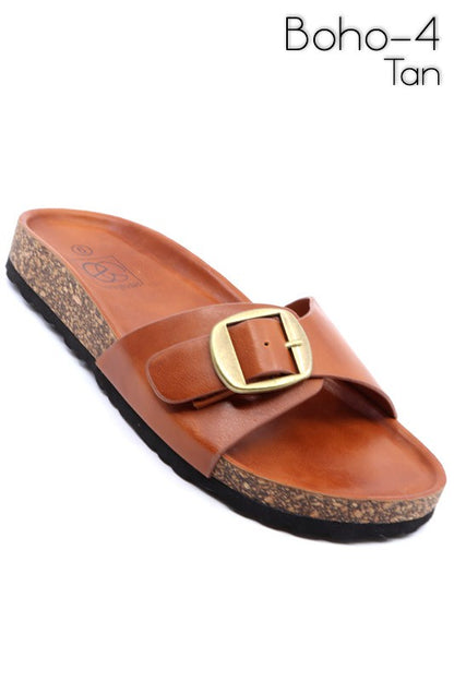 Boho- slide with buckle ornament Sandals