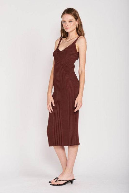 V NECK RIBBED MIDI DRESS WITH OPEN BACK - Shop Style & More | Fresh Looks, Everyday Deals & Free Shipping