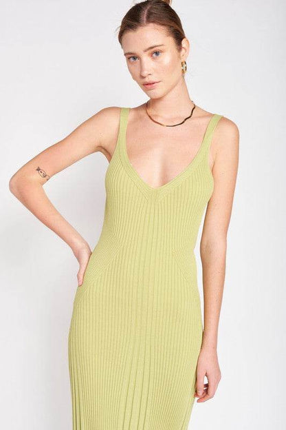 V NECK RIBBED MIDI DRESS WITH OPEN BACK - Shop Style & More | Fresh Looks, Everyday Deals & Free Shipping