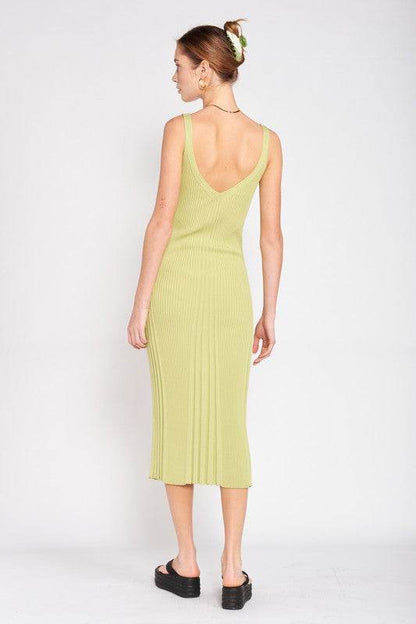 V NECK RIBBED MIDI DRESS WITH OPEN BACK - Shop Style & More | Fresh Looks, Everyday Deals & Free Shipping