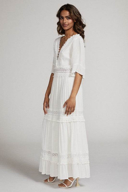 V-neck maxi dress with lace detailing - Shop Style & More | Fresh Looks, Everyday Deals & Free Shipping