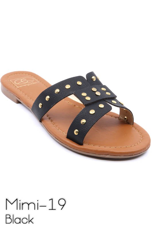 Slide sandal with rivet studs Black 6 Sandals