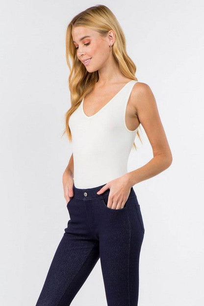 Reversible V-Neck Basic Tank Top Thong Bodysuit - Shop Style & More | Fresh Looks, Everyday Deals & Free Shipping