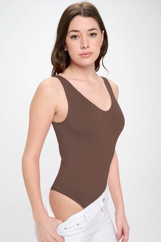 Reversible V-Neck Basic Tank Top Thong Bodysuit - Shop Style & More | Fresh Looks, Everyday Deals & Free Shipping