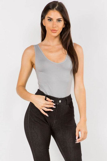 Reversible V-Neck Basic Tank Top Thong Bodysuit - Shop Style & More | Fresh Looks, Everyday Deals & Free Shipping