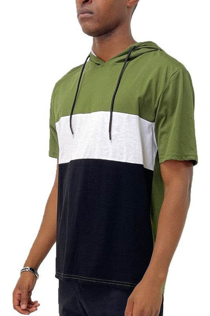 SOLID COLOR BLOCK SHORT SLEEVE HOODIE - Shop Style & More | Fresh Looks, Everyday Deals & Free Shipping