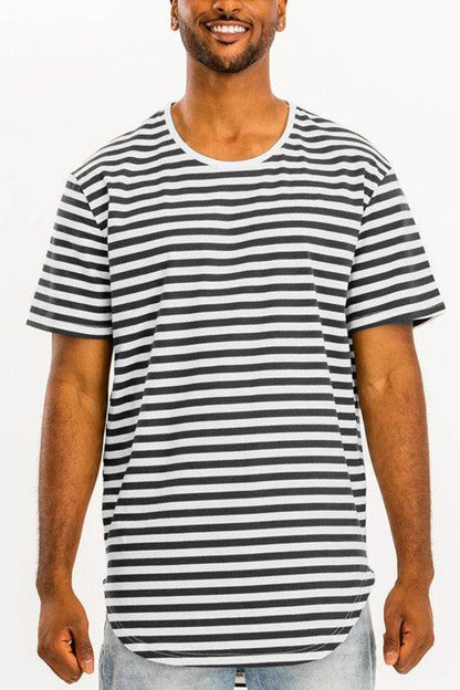 STRIPED ELONGATED TSHIRT - Shop Style & More | Fresh Looks, Everyday Deals & Free Shipping