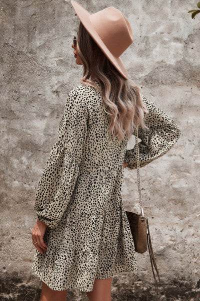 Dotted ruffled long sleeve tiered dress - Shop Style & More | Fresh Looks, Everyday Deals & Free Shipping