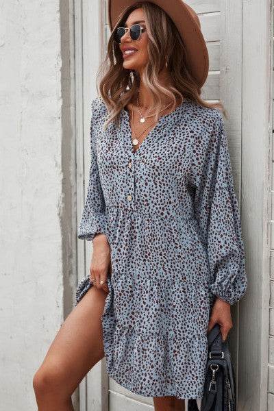 Dotted ruffled long sleeve tiered dress - Shop Style & More | Fresh Looks, Everyday Deals & Free Shipping