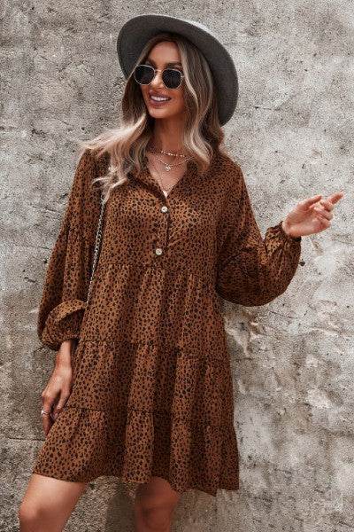 Dotted ruffled long sleeve tiered dress - Shop Style & More | Fresh Looks, Everyday Deals & Free Shipping