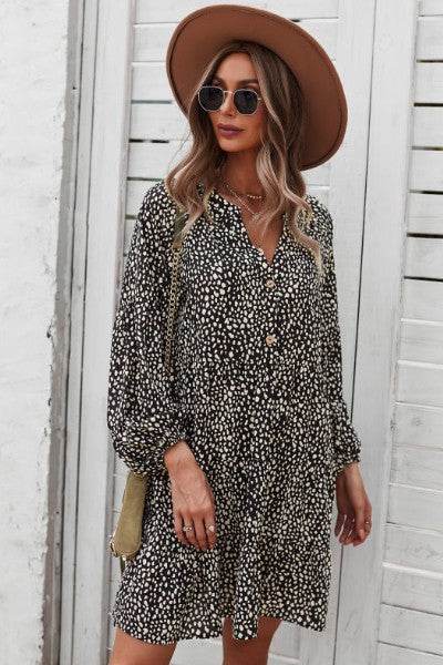 Dotted ruffled long sleeve tiered dress - Shop Style & More | Fresh Looks, Everyday Deals & Free Shipping