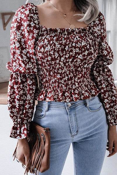 Smocked floral long sleeve top - Shop Style & More | Fresh Looks, Everyday Deals & Free Shipping