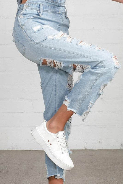 HEAVY DISTRESSED STRAIGHT FIT OVERALL - Shop Style & More | Fresh Looks, Everyday Deals & Free Shipping
