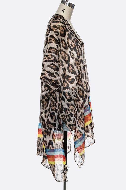 Color Stripe Leopard Kimono - Shop Style & More | Fresh Looks, Everyday Deals & Free Shipping