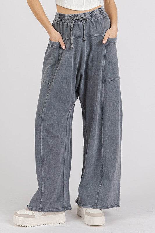 Mittoshop Mineral Wash Elastic Waist Barrel Leg Baggy Pants - Shop Style & More | Fresh Looks, Everyday Deals & Free Shipping