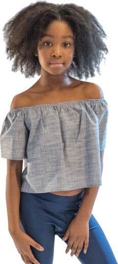 KIDS DENIM OFF THE SHOULDER TOP - Shop Style & More | Fresh Looks, Everyday Deals & Free Shipping