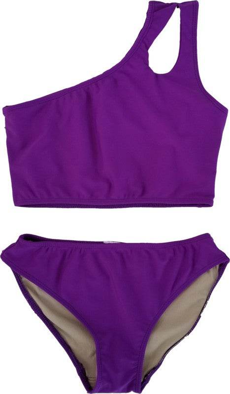 GIRL'S TWO PIECE ONE SHOULDER BATHING SUIT - Shop Style & More | Fresh Looks, Everyday Deals & Free Shipping