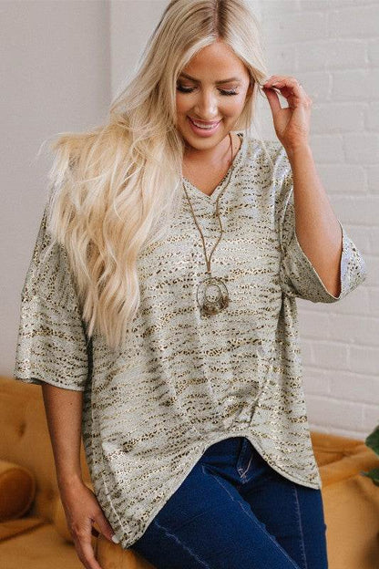 Bailee Leopard Half Sleeve V Neck Loose Fit Top - Shop Style & More | Fresh Looks, Everyday Deals & Free Shipping
