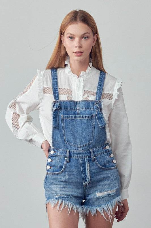 Frayed Overall Romper - Shop Style & More | Fresh Looks, Everyday Deals & Free Shipping