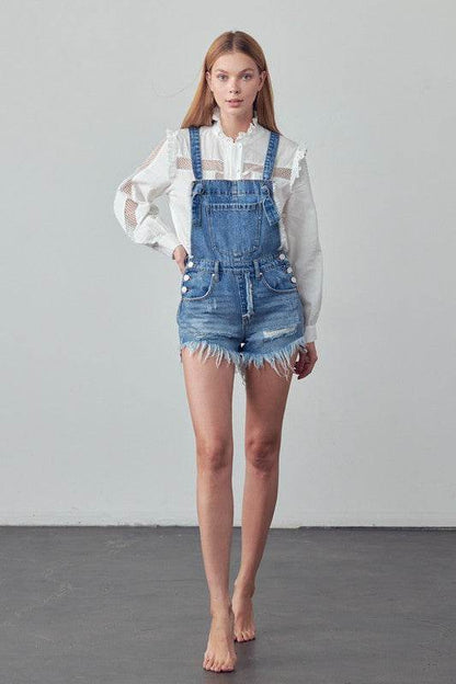 Frayed Overall Romper - Shop Style & More | Fresh Looks, Everyday Deals & Free Shipping