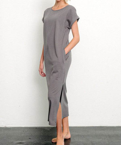 BRUSHED ORGANIC HEMP Side Slit Maxi Dress - Shop Style & More | Fresh Looks, Everyday Deals & Free Shipping